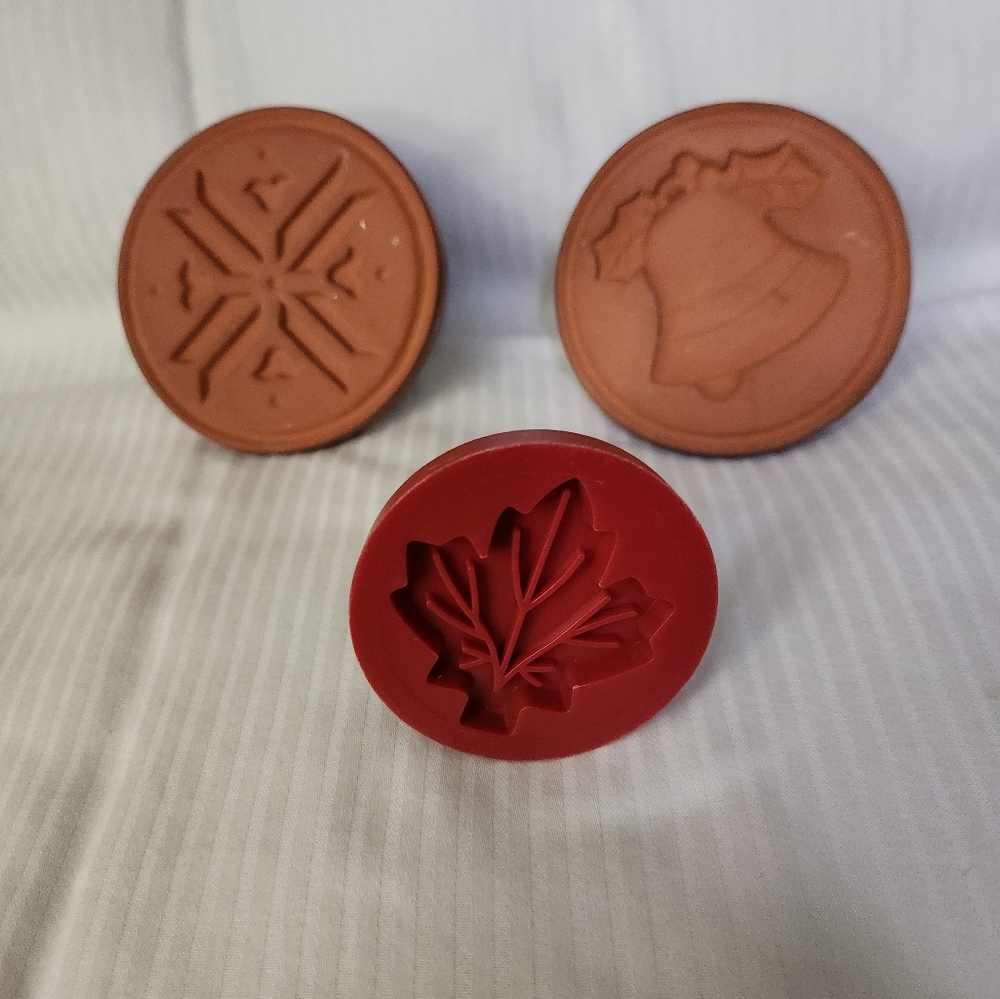 Vintage Set Of 2 Cookie Stamps Terracotta Clay